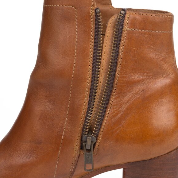 Frye Addie Tan Leather Inside Zip Booties Women's 6 B - Picture 11 of 15